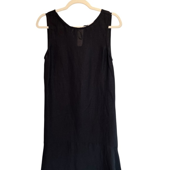 Tommy Bahama Linen Blend Flounce Hem Midi Dress Black XS Beach Minimalist Casual - Picture 2 of 4